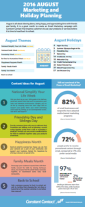 2016 August Marketing & holiday planning infographic