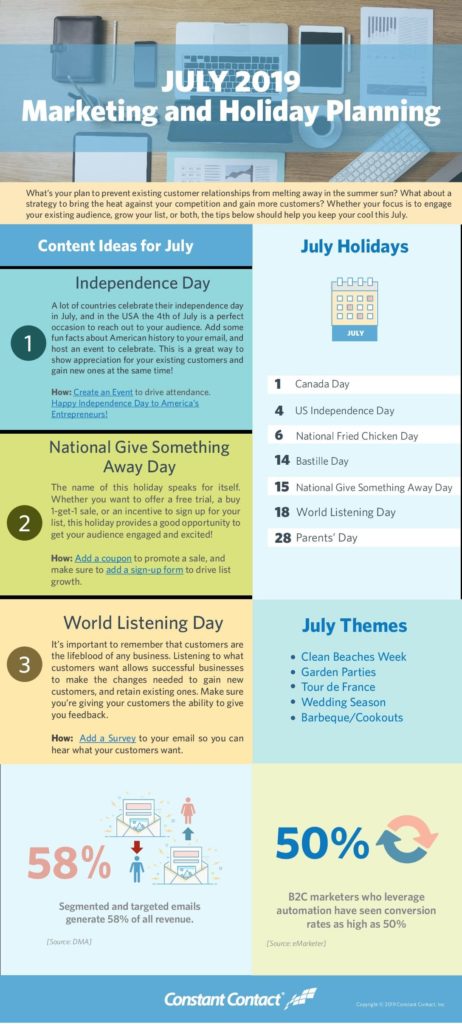 [Infographic] July 2019 Marketing and Holiday Planning